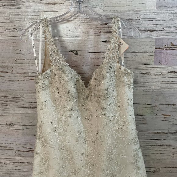 Stella York Beaded Mermaid Wedding Dress Size 12 - Picture 2 of 11